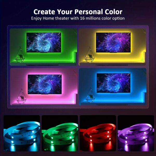 1 Set Flexible Color LED Decorative Strip Light, 24 Key Remote Control 5V USB Power Supply Back Adhesive Edge Lights, Light And Easy To Install, Computer, TV, Cabinet Decoration Eid Al-Adha Mubarak - Image 2