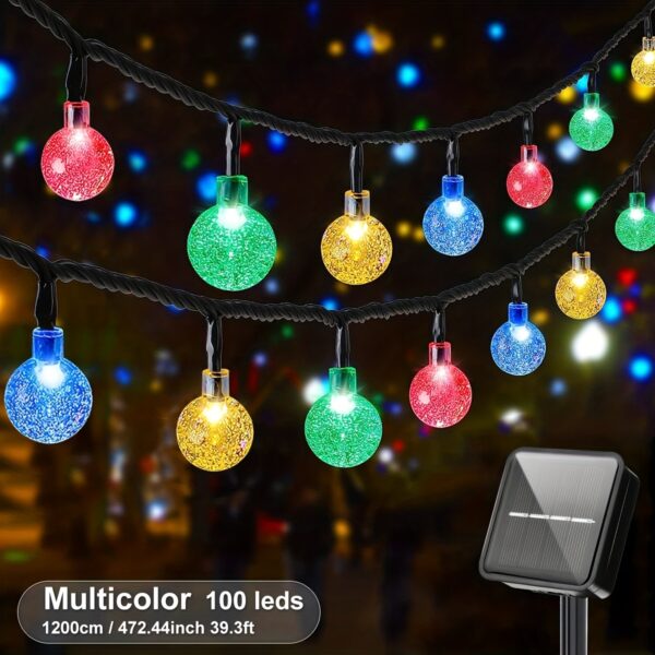 1pack, 20/50/100 LED Large Light Bulb, Solar Crystal Ball, Bubble Light String, Solar Outdoor Light Strip, 8 Lighting Modes, Solar Light String For Garden, Camping, Party, Independence Day, Christmas, Wedding, Ball, Birthday, Courtyard Decoration - Image 11