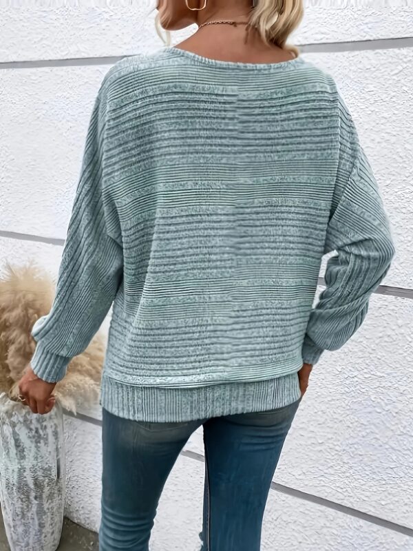 Solid Crew Neck Pullover Sweater, Casual Batwing Sleeve Loose Sweater, Women's Clothing - Image 7