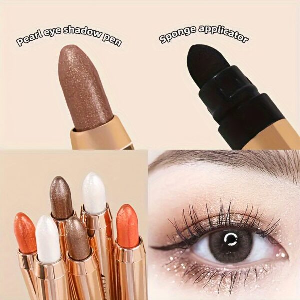 Glitter Highlighter Eyeshadow Pencil Shimmer Contouring Brightening Double-headed Eyeshadow Stick Lazy Eyeshadow Makeup Contains Plant Squalane Formula - Image 4