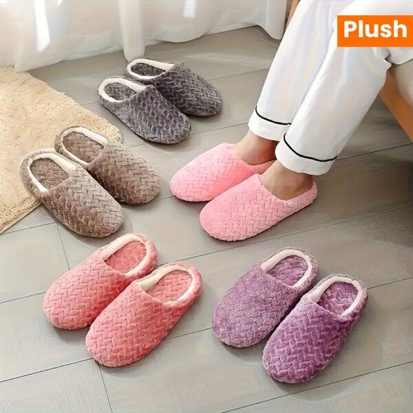 Warm & Cozy Women's Plush Indoor Slippers, Closed Toe Non Slip Home Mute Shoes - Image 10