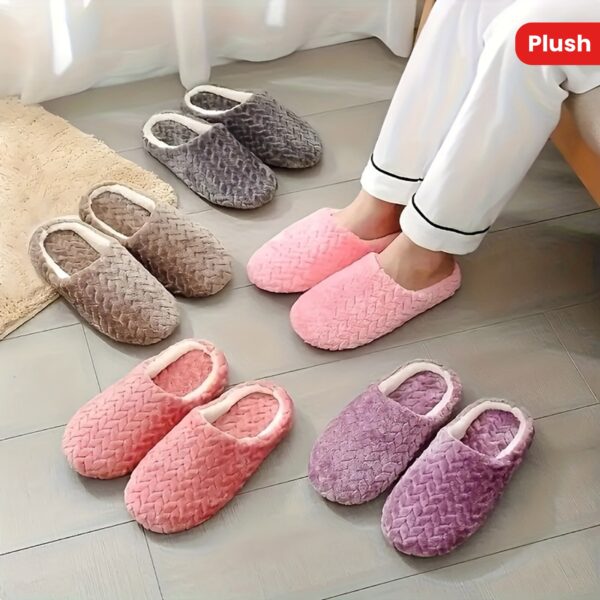 Warm & Cozy Women's Plush Indoor Slippers, Closed Toe Non Slip Home Mute Shoes - Image 8