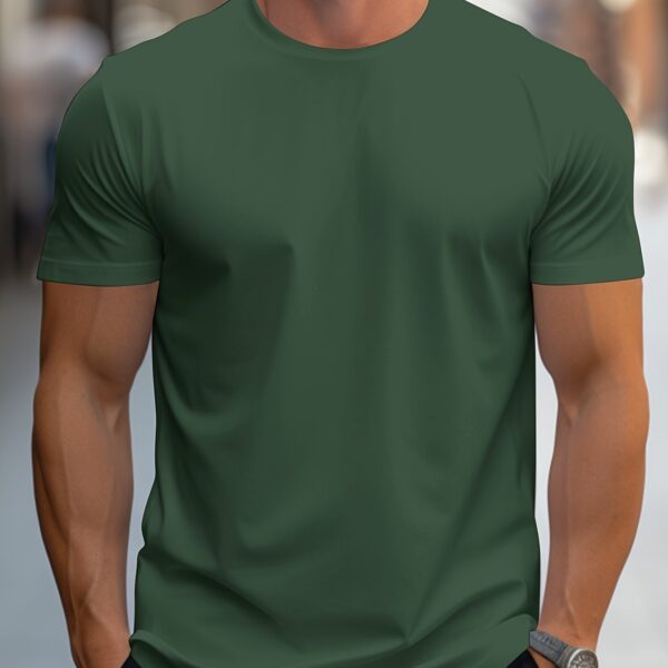 Solid Color Men's Round Neck Short Sleeve Tee Fashion Regular Fit T-Shirt Top For Spring Summer Holiday - Image 12