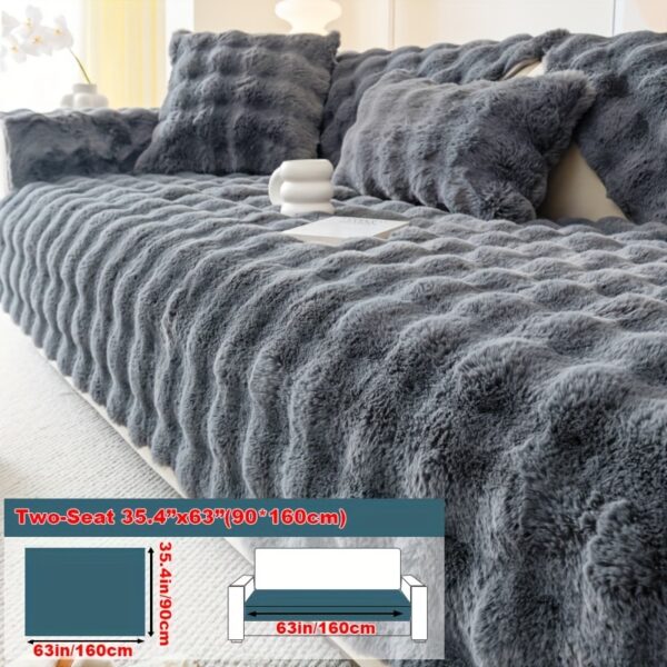 [Thick Plush Rabbit Fur Sofa Cover] Luxurious Faux Rabbit Fur Sofa Cover - Soft, Thick Plush Slipcover for Cozy Winter Warmth - Pet-Friendly, Machine Washable - Fits Single to Four-Seater Sofas - Perfect for Living Room, Bedroom, Office Decor - Image 17