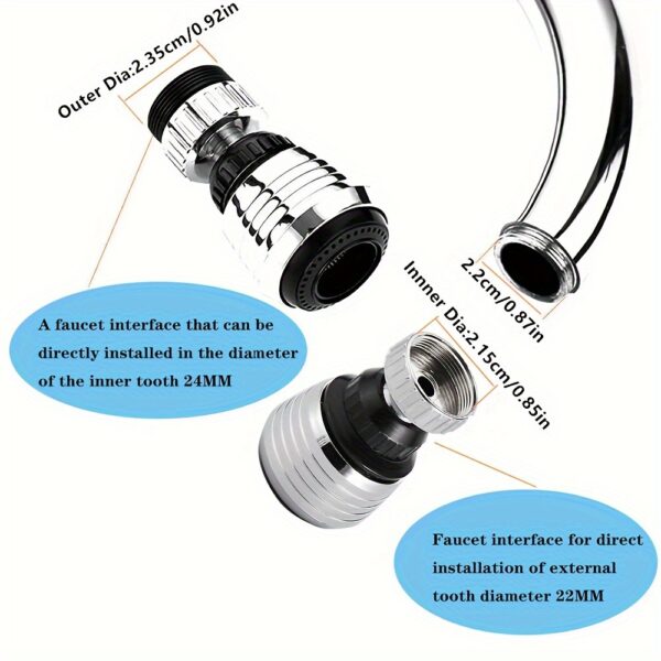 360° Rotating Kitchen Faucet Aerator - Water-Saving Nozzle Filter & Diffuser Adapter, 1pc - Image 2
