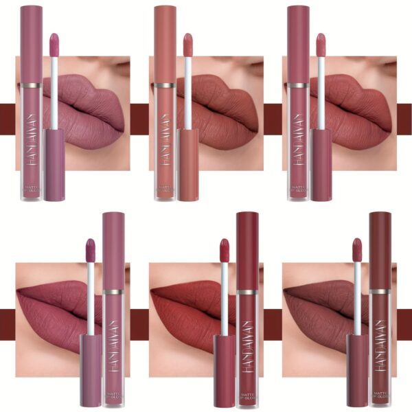 6 Pcs Matte Liquid Lipstick Makeup Set, Matte Liquid Long-Lasting Wear Non-Stick Cup Not Fade Waterproof Lip Gloss - Image 6
