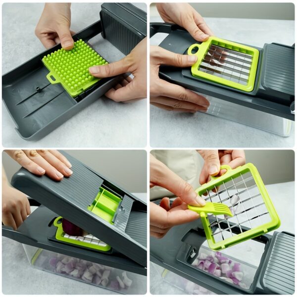 6/16pcs/Set, Vegetable Chopper, Multifunctional Fruit Slicer, Manual Food Grater, Vegetable Slicer, Cutter With Container, Onion Mincer Chopper, Household Potato Shredder, Kitchen Stuff, Kitchen Gadgets, Dorm Essentials - Image 5