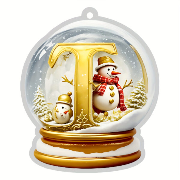 Acrylic Crystal Globe Christmas Ornament with Snowman Figurine - Hanging Alphabet Letters A-Z, Art Deco Style, Thanksgiving & Christmas Tree Decor, No Battery Required - Image 24