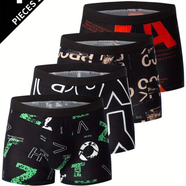 4pcs Flower Pattern Men's Underwear Boxers, Casual Boxer Briefs Shorts, Breathable Comfy Stretchy Boxer Sports Shorts - Image 12