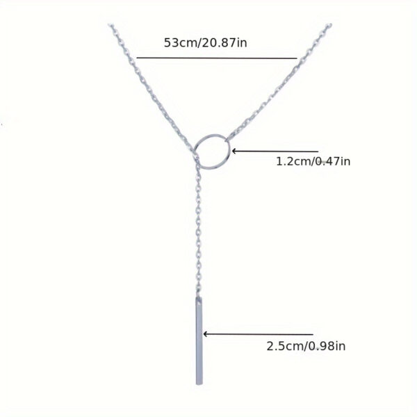 Monochrome Circle With Rod Y-Necklace Alloy Neck Jewelry Simple Style Clavicle Necklace For Women - Image 6