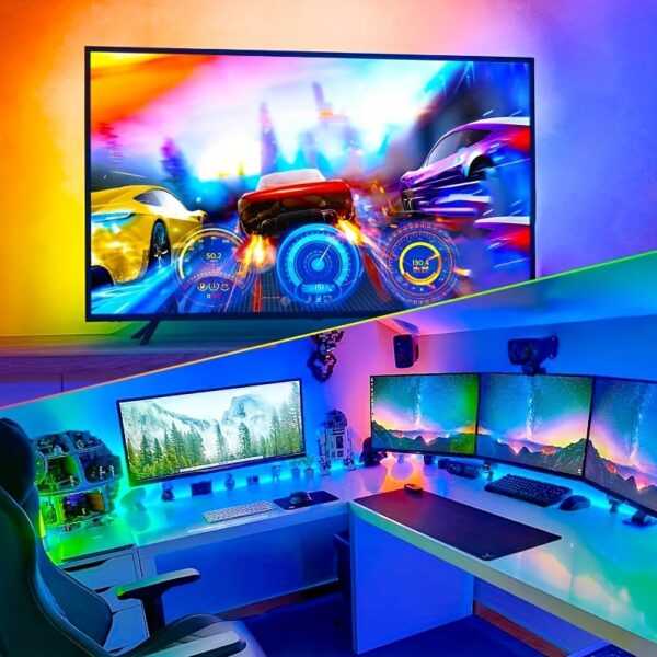 1 Set Flexible Color LED Decorative Strip Light, 24 Key Remote Control 5V USB Power Supply Back Adhesive Edge Lights, Light And Easy To Install, Computer, TV, Cabinet Decoration Eid Al-Adha Mubarak - Image 8