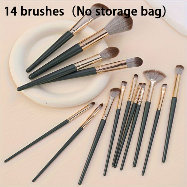 14pc Luxurious Plush Makeup Brush Set - Soft, Gentle, and High-Quality Nylon Bristles for Flawless Foundation, Contouring, Blending, and Eye Detailing - Ideal for All Skin Types, Cruelty-Free, and Unscented - Image 7