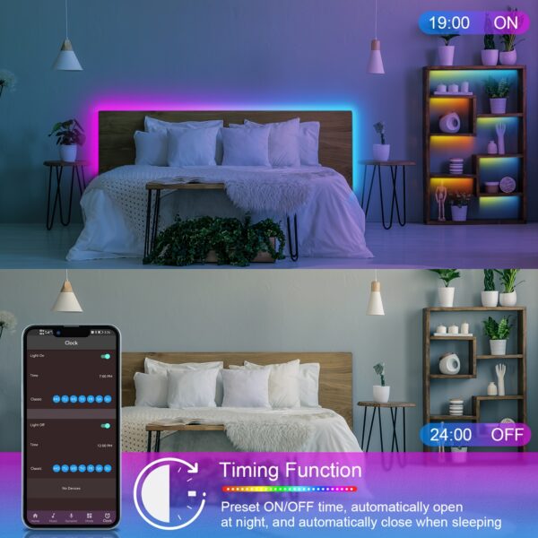 Color Changing Smart LED Strip Lights - HBOWMDJIA 3ft-100ft LED Strip with Music Sync, App Control, Remote, and USB Power - Ideal for Bedroom Ambiance & Party Decorations - Image 6