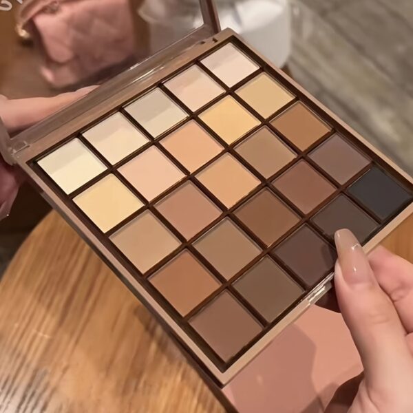 Eyeshadow Palette, 25 Shades, Matte Finish, Neutral Grey & Brown Earth Tones, Coffee & Chocolate Inspired Shades For Versatile Makeup Looks