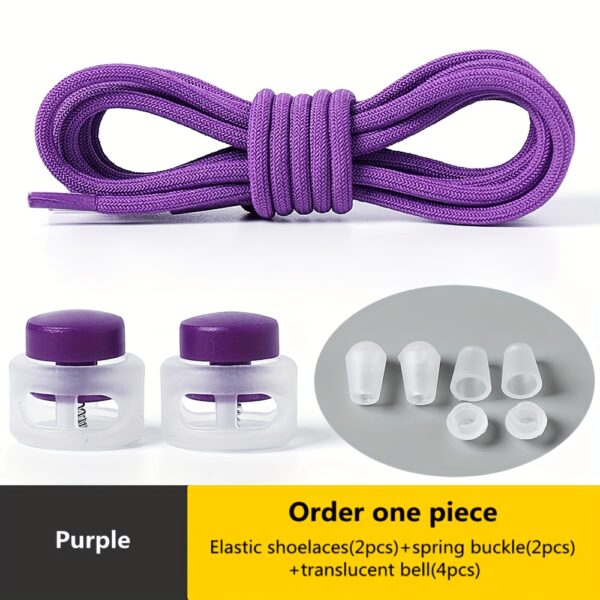 1 Pair Round Elastic Shoelaces, No Tie Shoelaces For Sneakers Casual Shoes Skate Shoes - Image 20