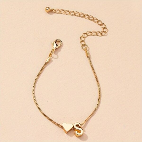 1pc Mini Love Heart Letter Beads Thin Chain Bracelet Simple Minimalist Hand Chain Jewelry - Image 9