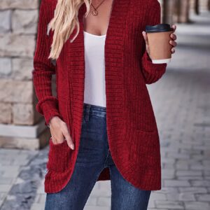 Elegant Directional Style + Fashionable Loose Casual Solid Color Ribbed Pocket Patchwork Long Sleeve Top