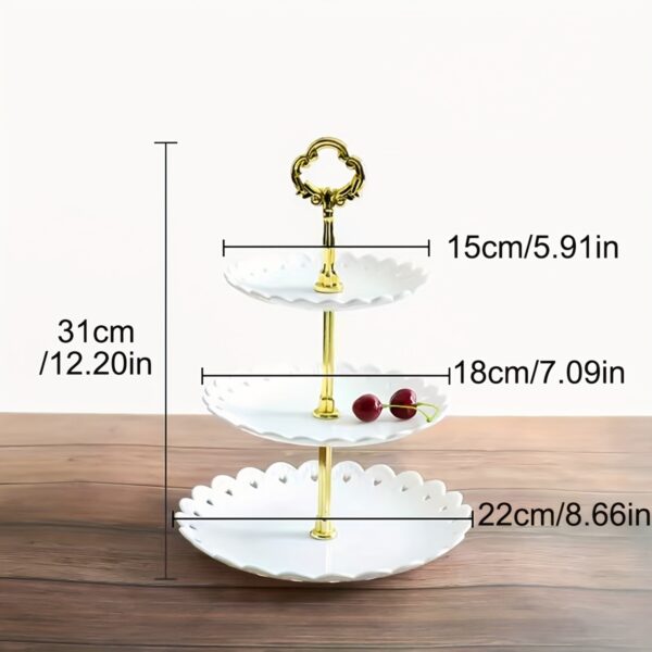 1pc, Elegant 3 Tier Cupcake Stand for Tea Parties, Weddings, and More - Ruffled or Laciness Design - Perfect for Decorating and Serving Desserts - Table and Kitchen Accessories - Image 8