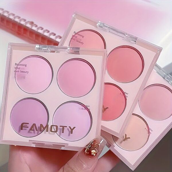 4 Colors Blush Palette Low Saturated Powder Compact Soft Color Gradient Matte Vibrant Color Light Pink Purple Blush For Girls - Image 7