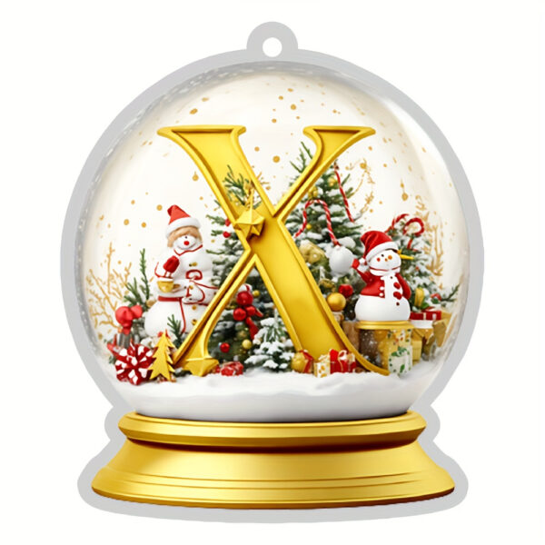 Acrylic Crystal Globe Christmas Ornament with Snowman Figurine - Hanging Alphabet Letters A-Z, Art Deco Style, Thanksgiving & Christmas Tree Decor, No Battery Required - Image 28