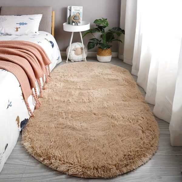 Soft Polyester Plush Oval Area Rug for Bedroom and Living Room - Hand Washable, Perfect for Coffee Table and Doorway Decor - Image 13