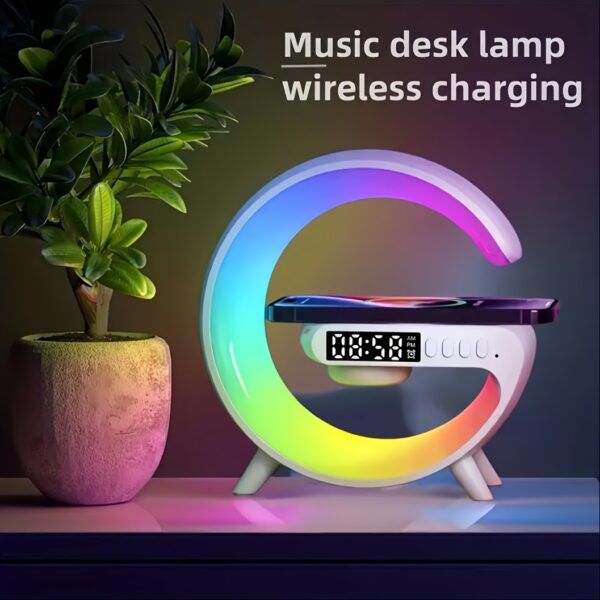 Kouzone Wireless Speaker with Ambient Bedside Light & Wireless Charging Pad - Music Sync, USB-C, 300mAh Rechargeable Battery, for Smartphones - Image 5