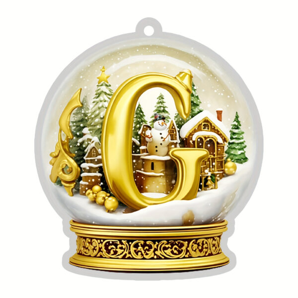 Acrylic Crystal Globe Christmas Ornament with Snowman Figurine - Hanging Alphabet Letters A-Z, Art Deco Style, Thanksgiving & Christmas Tree Decor, No Battery Required - Image 36