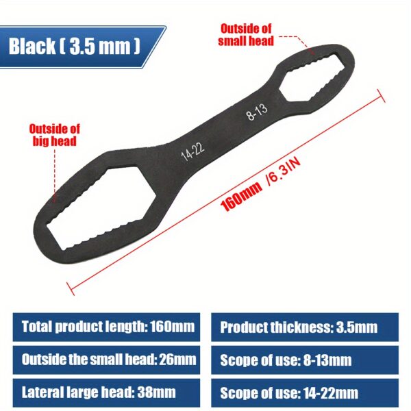 Universal Torx Wrench Set - Adjustable 3.5mm Thickness Double-Head Spanner with Self-Tightening Function for Glasses Wrench Board, Factory and Hand Tools - Durable and Versatile Tool for 8-22mm/3-17mm Applications - Image 10