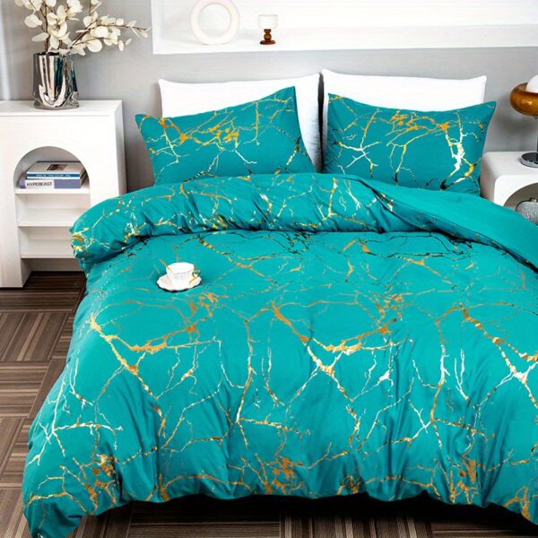 3pcs Classic Hot Stamping Texture Quilt Cover Set - Image 40
