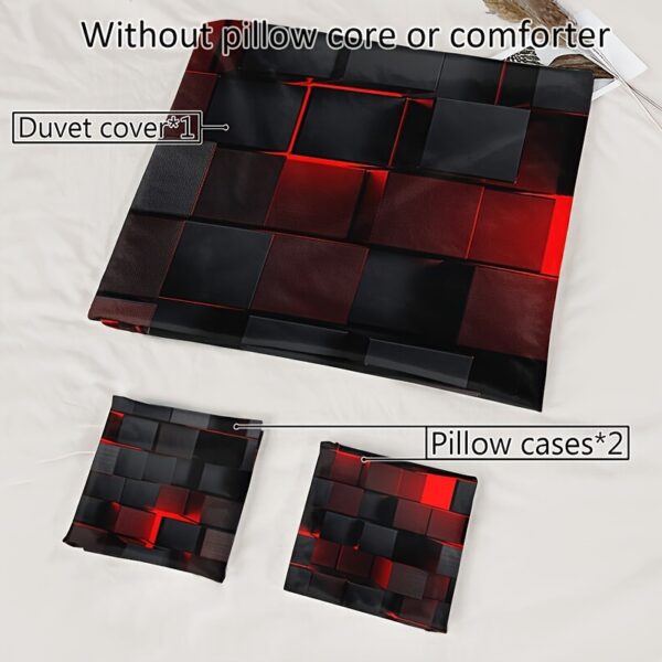 3pcs Tech-Inspired Plaid Duvet Cover Set, Breathable Polyester, All-Season, Digital Print, Machine Washable, Woven Fabric, 90g Square Weight - Bedding Set Without Insert - Image 17