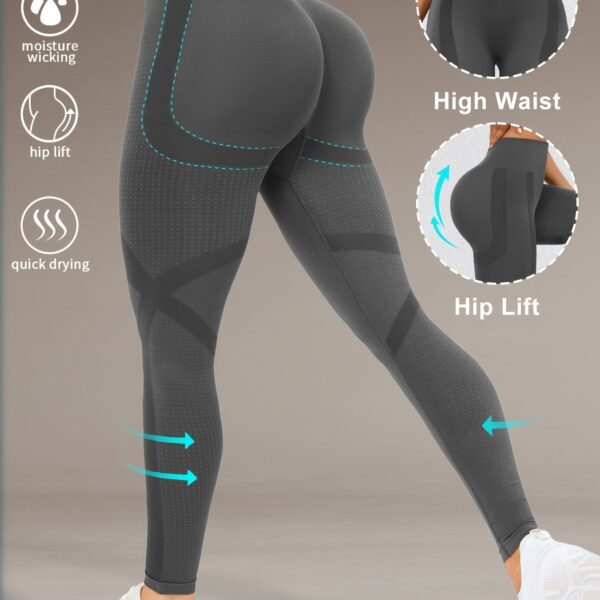 High Waist Butt Lifting Yoga Pants for Women - Moisture-Wicking, High Elasticity Workout Leggings with Wide Waistband, 90% Polyamide & 10% Elastane, Ideal for Running, Gym, and Fall/Winter Activewear, Yoga Wear | Sporty Leggings | Snug Fit, Butt Lifting L - Image 19