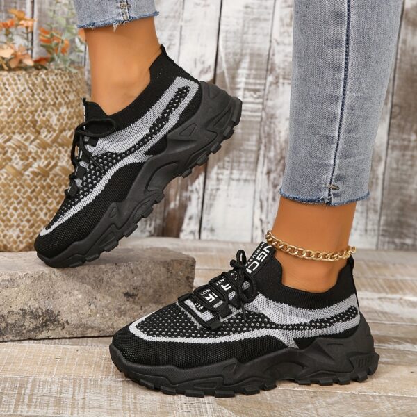 Women's Breathable Mesh Platform Sneakers, Casual Lace Up Outdoor Shoes, Comfortable Low Top Sport Shoes plus size - Image 20