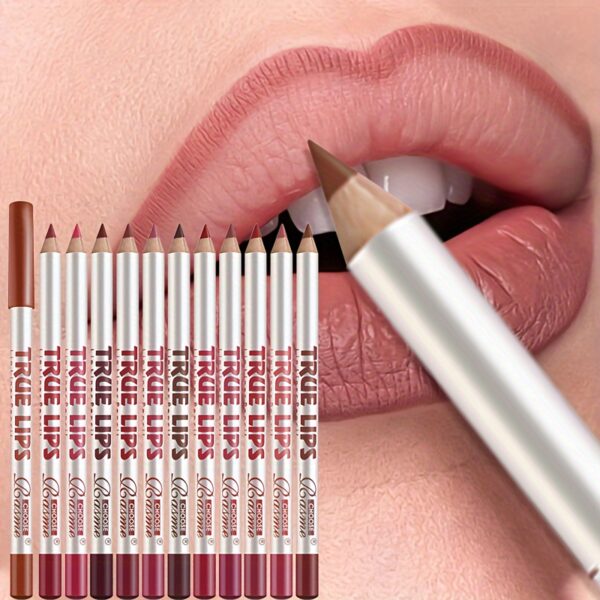 12pcs Matte Lip Liner & Lipstick Pencil Set - Long-Lasting, Non-Stick Formula in Vibrant Reds & Browns, Sulfate-Free for All Skin Types