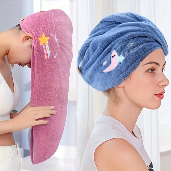 Soft Coral Fleece Quick-Dry Microfiber Hair Turban Cap - Adjustable Headband, Comfortable Absorbent Hair Wrap for Shower and Drying