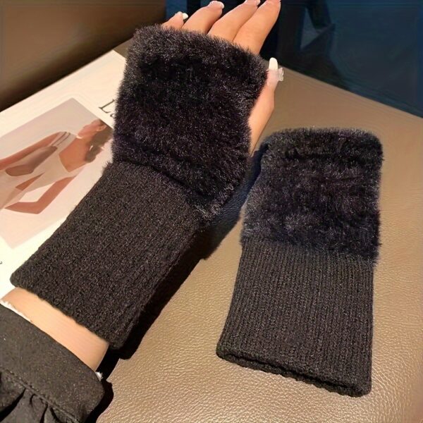 Women'S Cozy Fingerless Gloves - Soft, Warm, and Stylish Winter Gloves in Pure White, Perfect for Cold Weather or Casual Wear, Hand-Washable, Ladies Gloves - Image 4