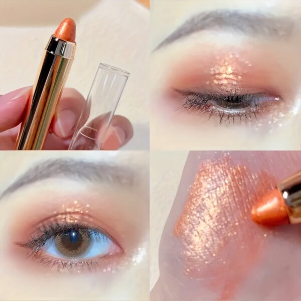 Glitter Highlighter Eyeshadow Pencil Shimmer Contouring Brightening Double-headed Eyeshadow Stick Lazy Eyeshadow Makeup Contains Plant Squalane Formula - Image 8