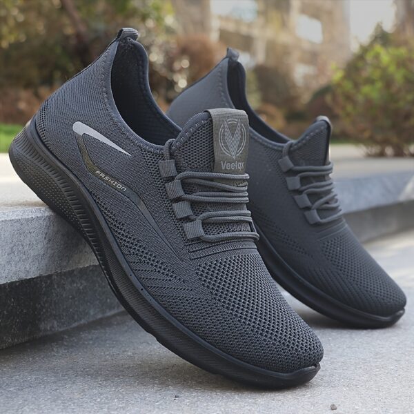 Men's Slip On Breathable Sneakers, Woven Lightweight Non Slip Outdoor Training Running Workout - Image 7