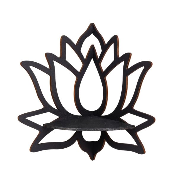 1pc Floating Wooden Lotus Shape Display Shelf, Wall Corner Crystal Stone Storage Rack For Plants, Flowers, Toys, Scented Candles, Household Storage Organization For Hallway, Bedroom, Home, Christmas Decor, Wall Decor, Aesthetic Room Decor - Image 3