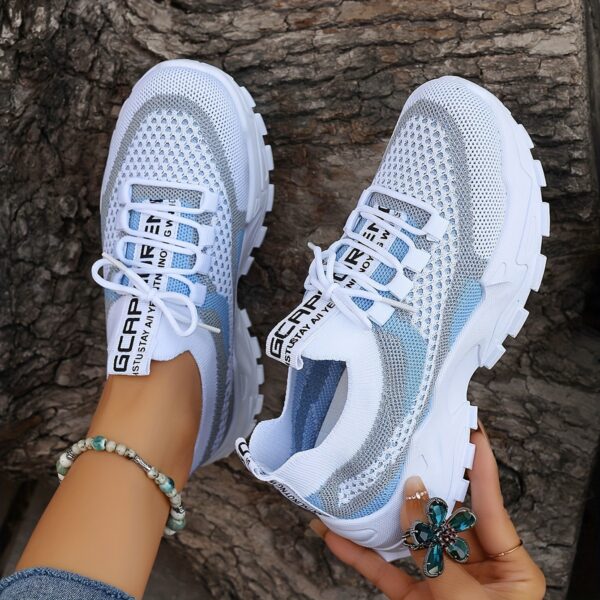 Women's Breathable Mesh Platform Sneakers, Casual Lace Up Outdoor Shoes, Comfortable Low Top Sport Shoes plus size - Image 11