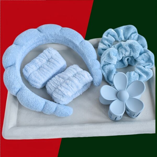 6pcs/set Luxurious Velvet Hair Hoop Set - Soft, Adjustable, and Comfortable Spa Headband for Washing Face, Skincare, and Makeup - Perfect Christmas Gift for Women - Image 2