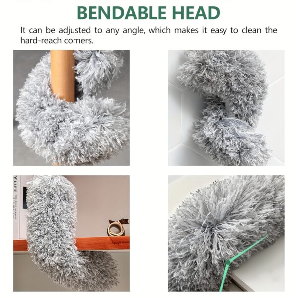 Extendable Microfiber Duster - 63.5-142.24cm Stainless Steel Handle, Reusable & Washable for Ceiling Fans, High Ceilings, Blinds, Furniture & Car Cleaning - Image 11