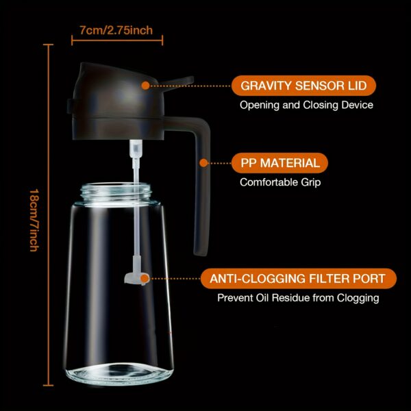 1pc Portable Oil Sprayer And Dispenser 2-In-1, Olive Oil Mister And Pourer, 470ML Plastic Kitchen Oil Spray Bottle for Cooking, BBQ, Air Fryer, Baking, Salad - Image 5