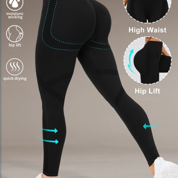 High Waist Butt Lifting Yoga Pants for Women - Moisture-Wicking, High Elasticity Workout Leggings with Wide Waistband, 90% Polyamide & 10% Elastane, Ideal for Running, Gym, and Fall/Winter Activewear, Yoga Wear | Sporty Leggings | Snug Fit, Butt Lifting L - Image 12