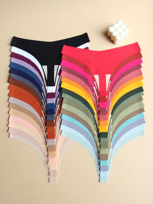 12pcs Soft Comfortable Non-Marked V-Style Sexy Ladies Underwear - Plain-Colored Seamless Breathable Personality Novel Suit - Image 3