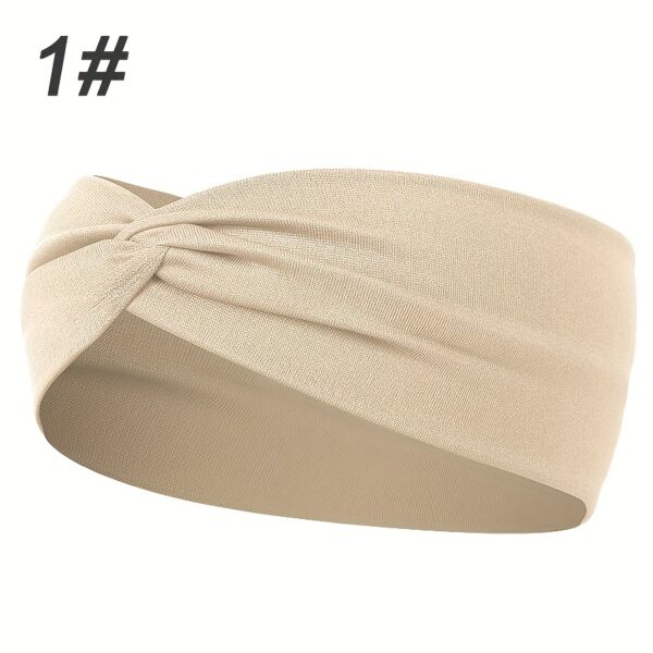 1pcs Solid Color Headband Twist Knotted Hair Band Elastic Hair Band Non Slip Sweat Band Headwear - Image 18