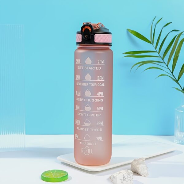 1000ml Gradient Sports Water Bottle with Straw - Leak-proof, Marked Scale, & Frosted Grip for Fitness Enthusiasts - Image 9