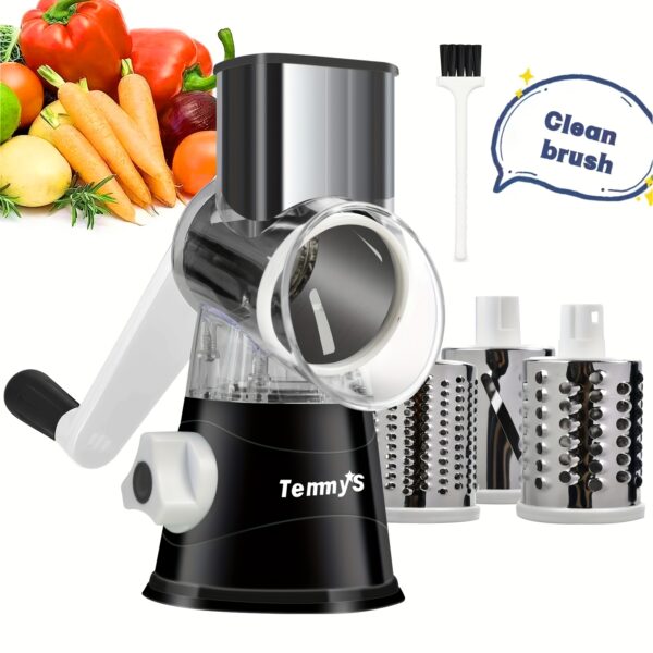 Cheese Grater, Kitchen Mandoline Vegetable Slicer With 7.62 Cmterchangeable Blades, Easy To Clean Rotary Grater Slicer For Fruit, Grinder For Potato, Carrot, Nuts