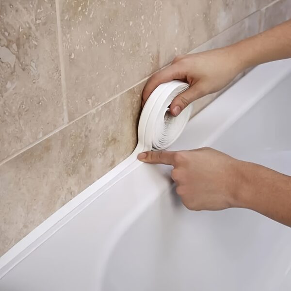 White Waterproof Seam Tape for Kitchen & Bathroom – Flexible Sealant Strip for Sink, Toilet, and Wall Corners, 2.2cm Width, Glass Fiber Material