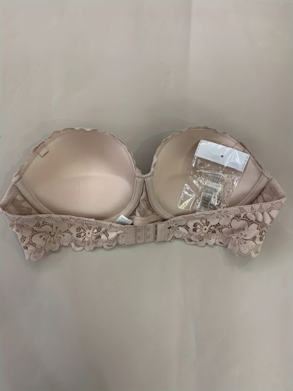 Solid Floral Lace Semi Sheer Strapless Underwire Bandeau, Sexy Comfy Push Up Front Closure Bra, Women's Lingerie & Underwear - Image 9