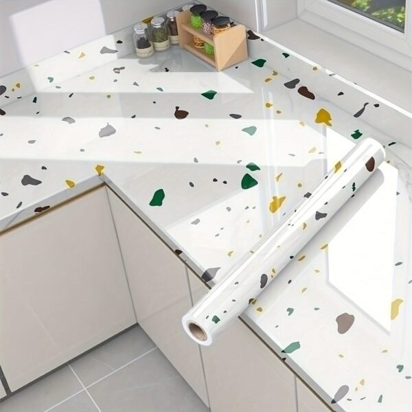 1 Roll Marble Self-Adhesive Wallpaper - Waterproof & Oil-Proof, Easy to Apply for Kitchen & Bathroom Renovation - Image 22
